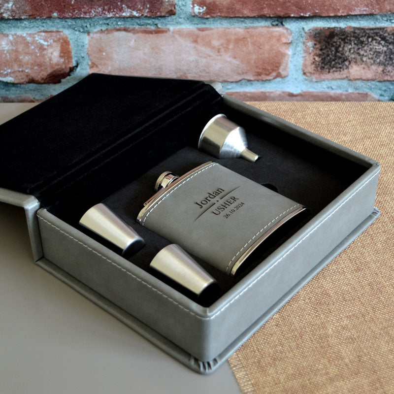 Personalised Luxury Groomsman and Groom's Hip Flask Set