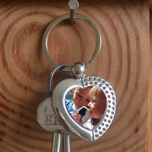 Metal heart keyring with custom photo