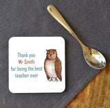 Personalised Owl "Thank You" Square Coaster Coaster Always Personal 