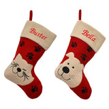 personalised pet Christmas stocking in dog or cat design