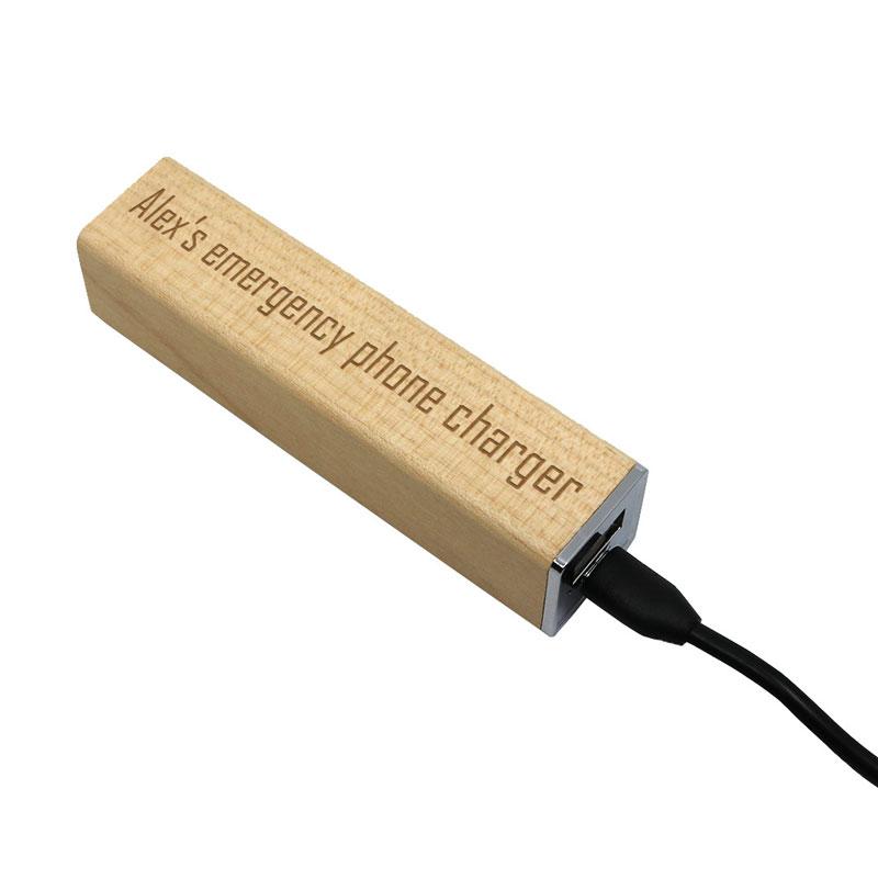 Personalised Engraved Wooden Powerbank Phone Charger Any Message Powerbank Always Personal 