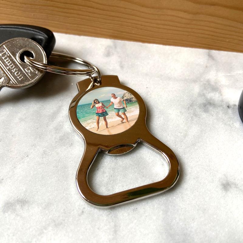 Personalised keyring bottle opener with keys