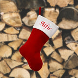 Personalised red and white Christmas stocking
