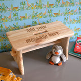 Personalised Child's Stool Wooden Engraved Message Mini Bench