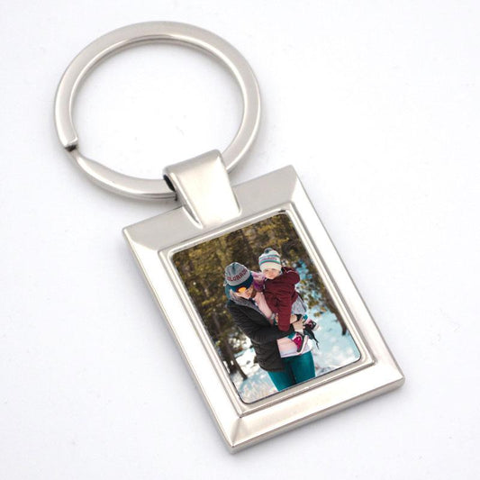 Personalised Photo Rectangle Metal Keyring Keyrings Always Personal