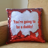 Red sequin reveal cushion with special message