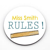 Personalised "My Teacher Rules" Round Coaster Coaster Always Personal 
