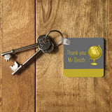 Personalised "Thank You" Square Key Ring in Yellow and Grey Keyrings Always Personal 