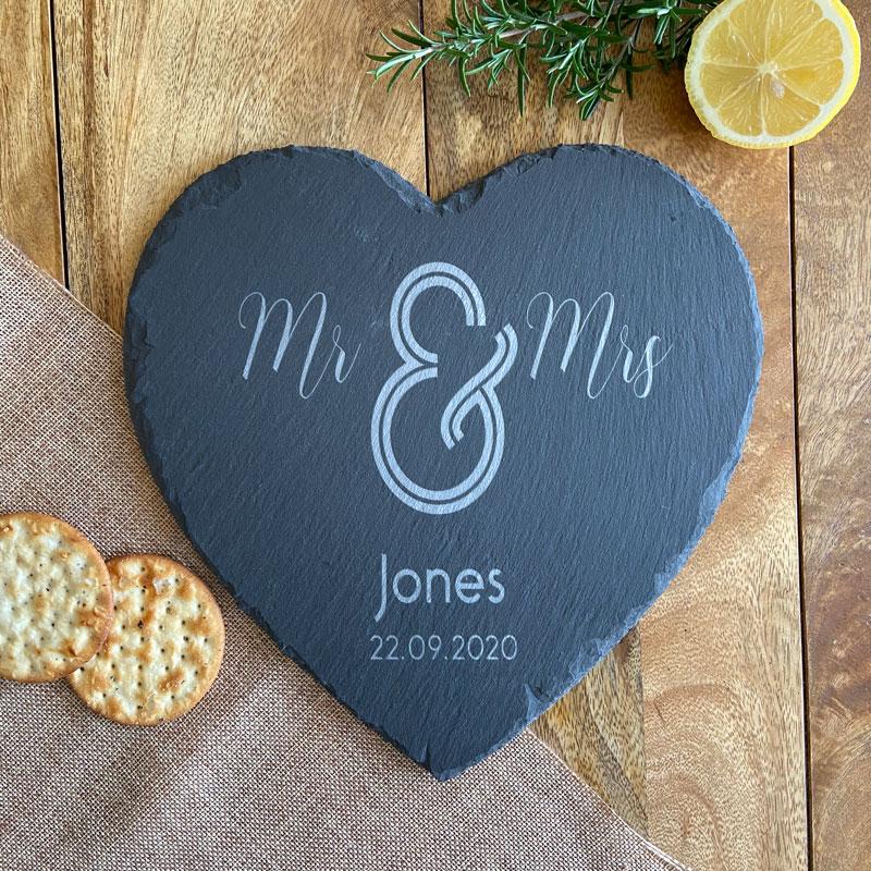 Personalised Engraved Heart Slate Placemat Wedding Set of 2 Placemat Always Personal