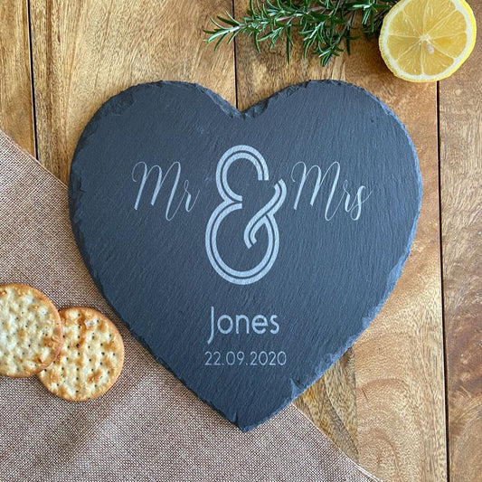 Personalised Engraved Heart Slate Placemat Wedding Set of 2 Placemat Always Personal