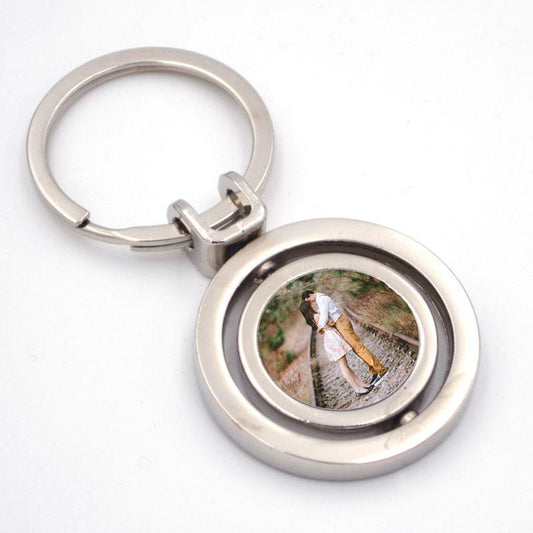 Personalised Spinning Circle Metal Photo Keyring Keyrings Always Personal