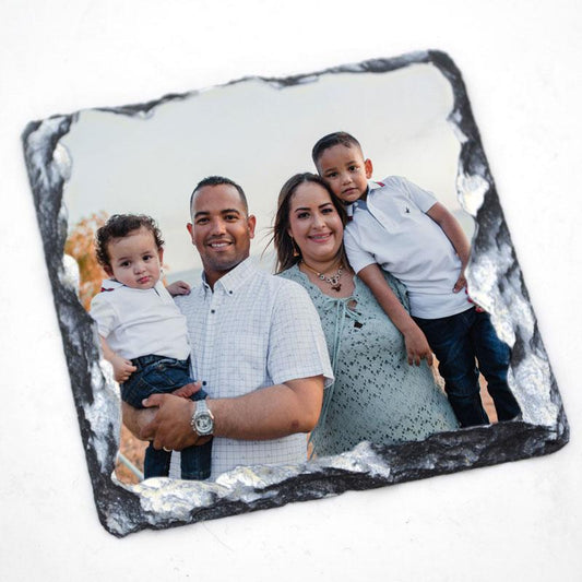 Slate photo coasters example