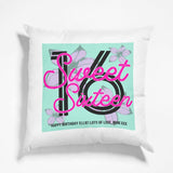Personalised Sweet Sixteen Pink and Mint Green Cushion Cushion Always Personal 