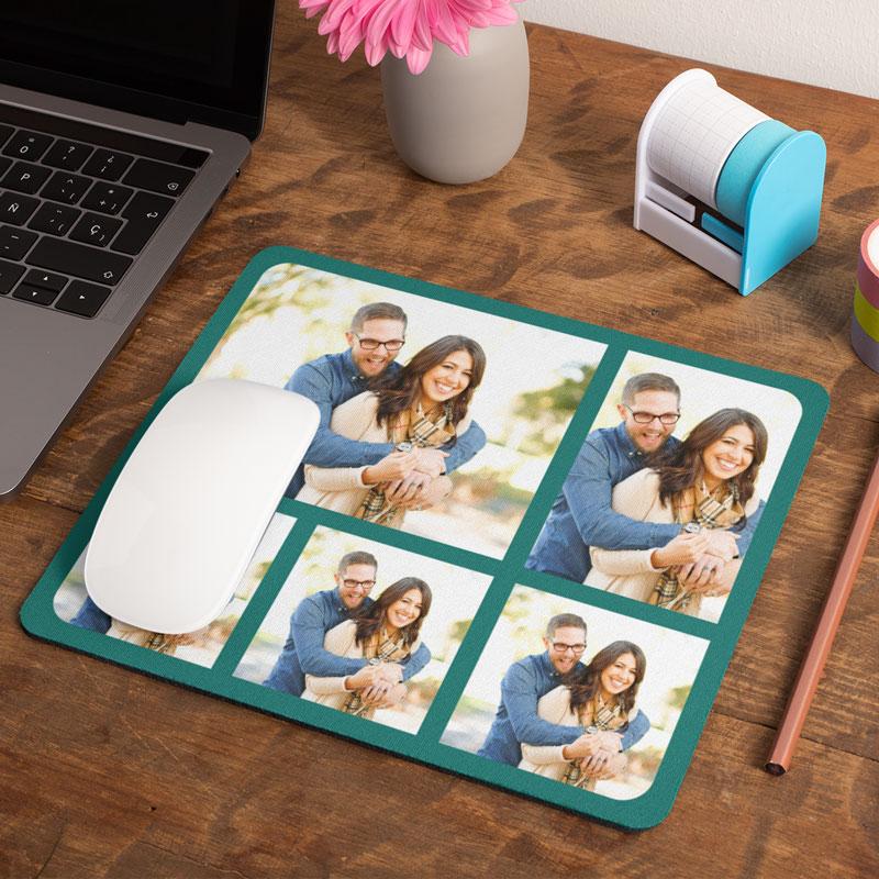 Personalised Photo Collage Mousemat 5 Images Teal Mousemat Always Personal
