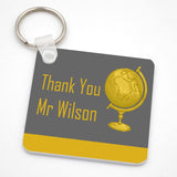 Personalised "Thank You" Square Key Ring in Yellow and Grey Keyrings Always Personal 