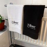 Personalised Wedding Towels Mr and Mrs, Mr & Mr, Mrs & Mrs Anniversary Date Embroidered