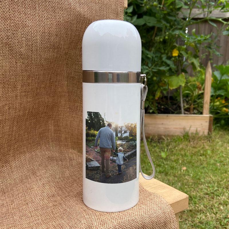 Personalised Insulated Thermal Photo Travel Flask White 350ml Insulated Flask Always Personal 