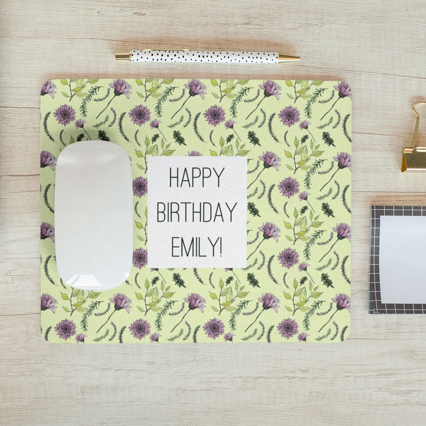 Personalised Wildflower Pattern Mousemat with Message Mousemat Always Personal 