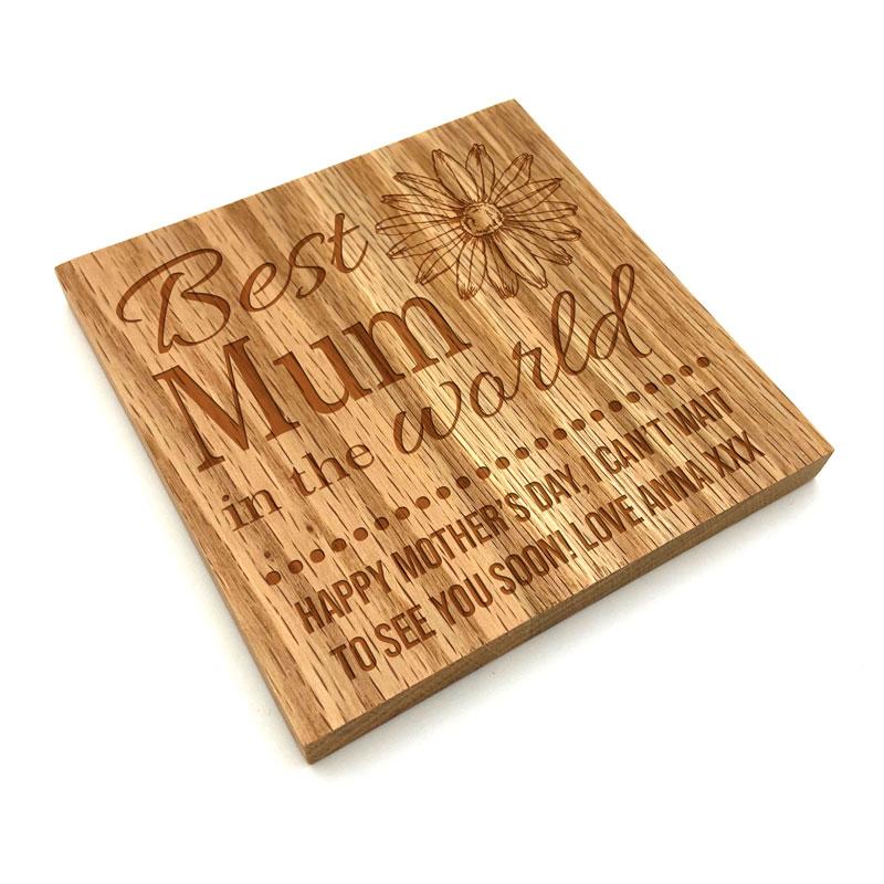 Personalised Best Mum Wooden Coaster Mother's Day Coaster Always Personal 
