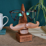 Personalised Glasses Holder Wood Moustache Specs Stand