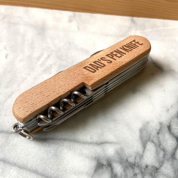Personalised Engraved Pen Knife with Wooden Handle Always Personal