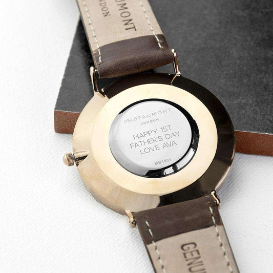 Men's Modern-Vintage Personalised Leather Watch In Brown Accessories Treat
