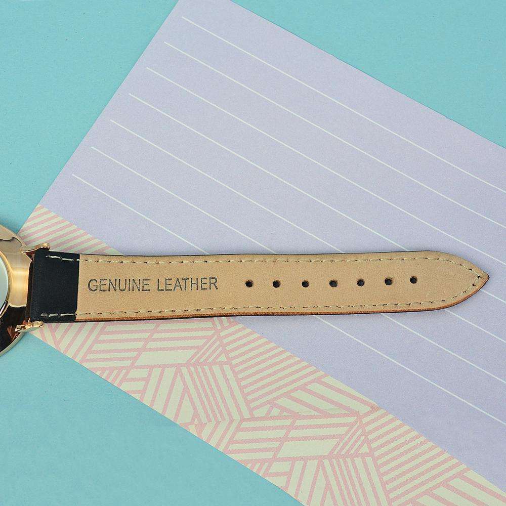 Modern - Vintage Personalised Leather Watch in Black Accessories Treat