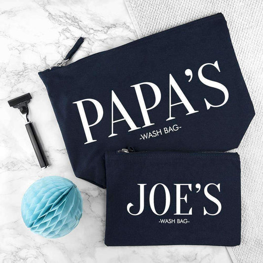 Personalised Daddy & Me Navy Wash Bags Bag Treat