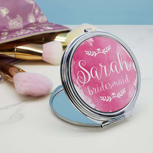 Personalised Wedding-Glam Compact Mirrors - Round Accessories Treat