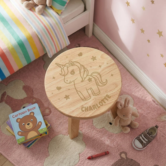Personalised Wooden Unicorn Toddler Step Stool | Nursery Decor & First Birthday Gift