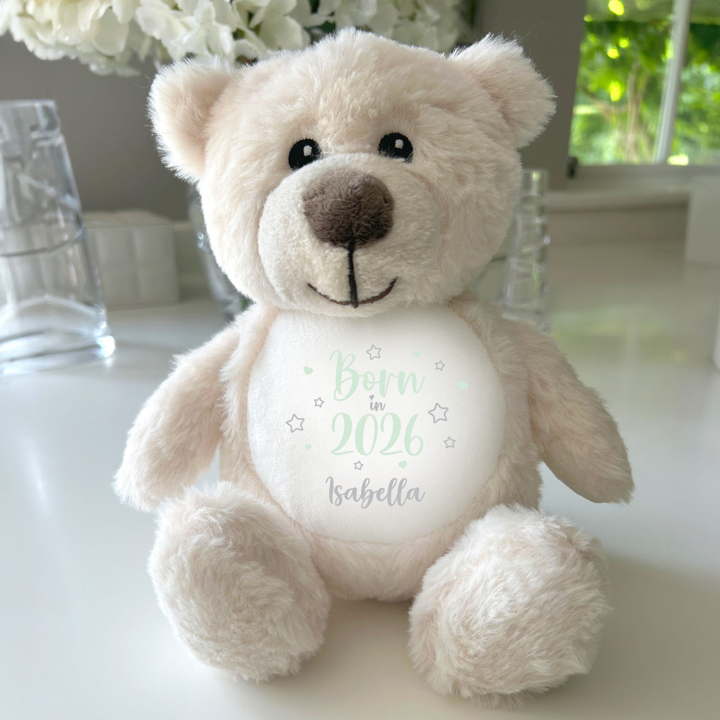 Personalised Born in 2026 Teddy Bear Plush Soft Toy 25cm | New Baby Arrival Gift