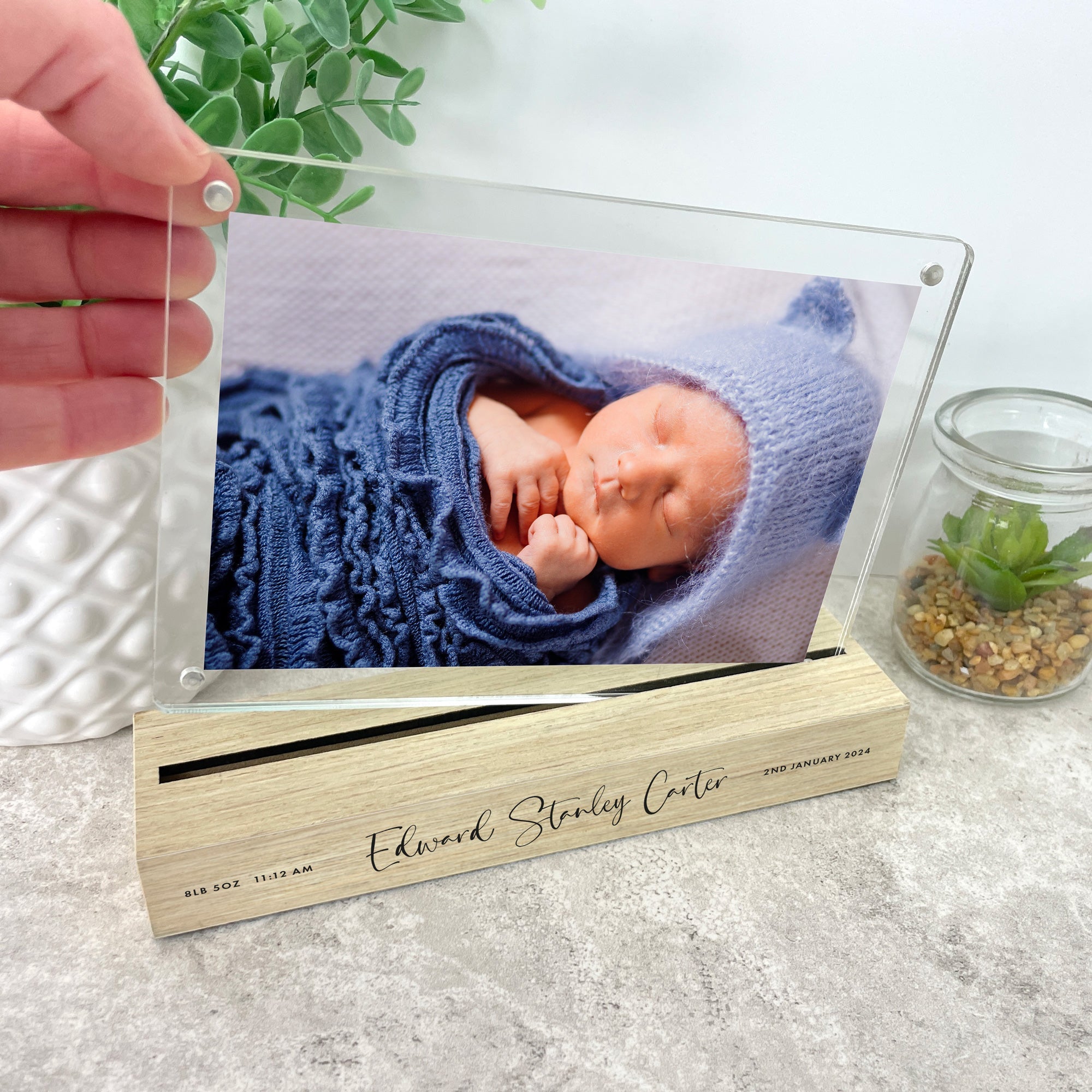 Personalised Baby Wooden Base 6x4
