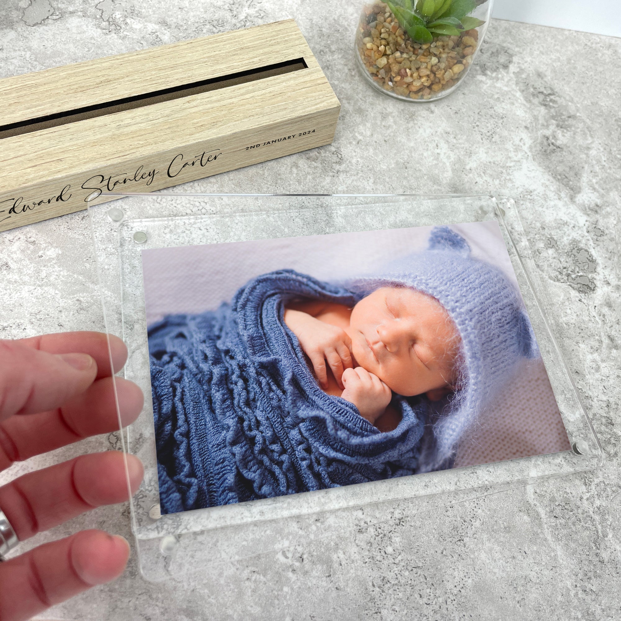 Personalised Baby Wooden Base 6x4