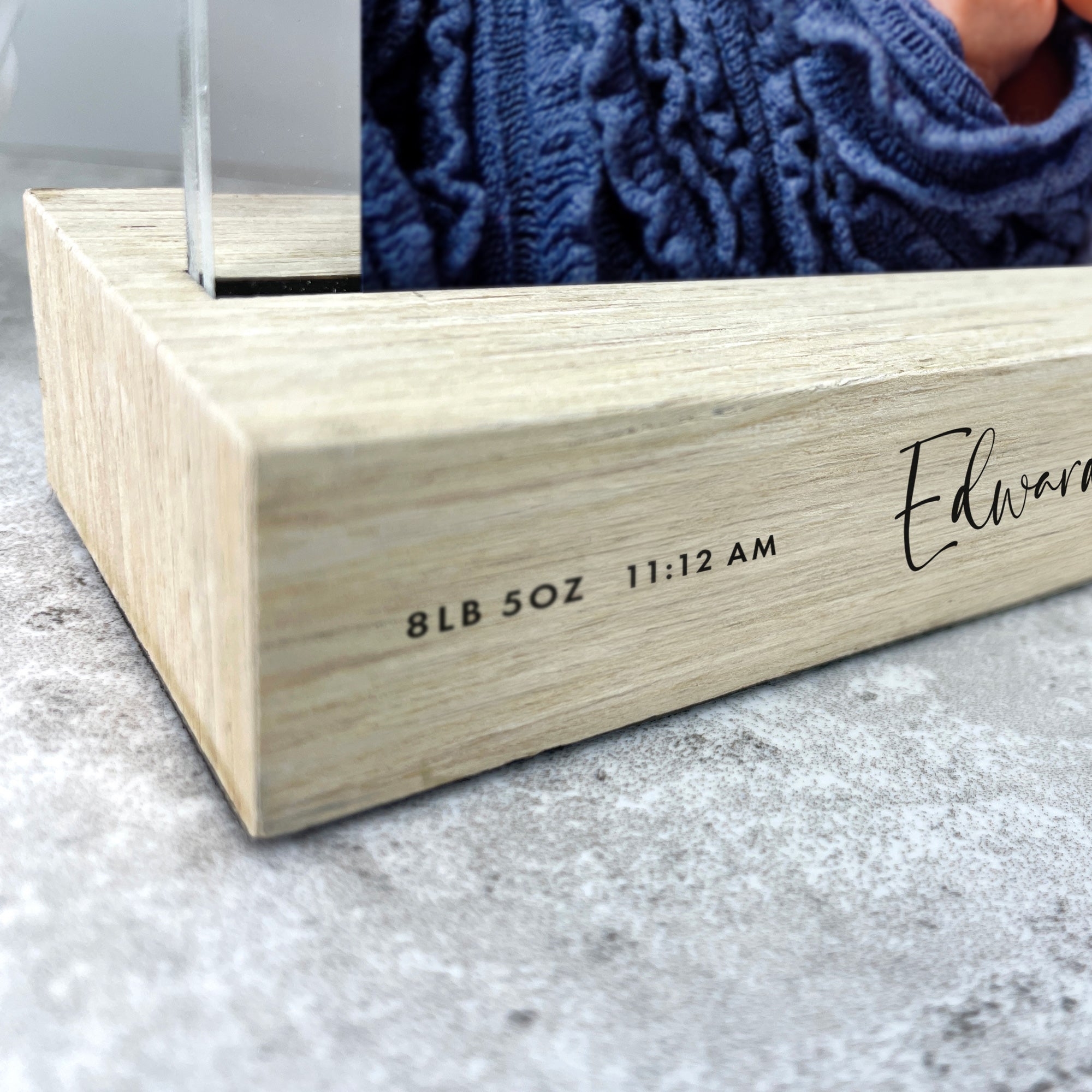 Personalised Baby Wooden Base 6x4