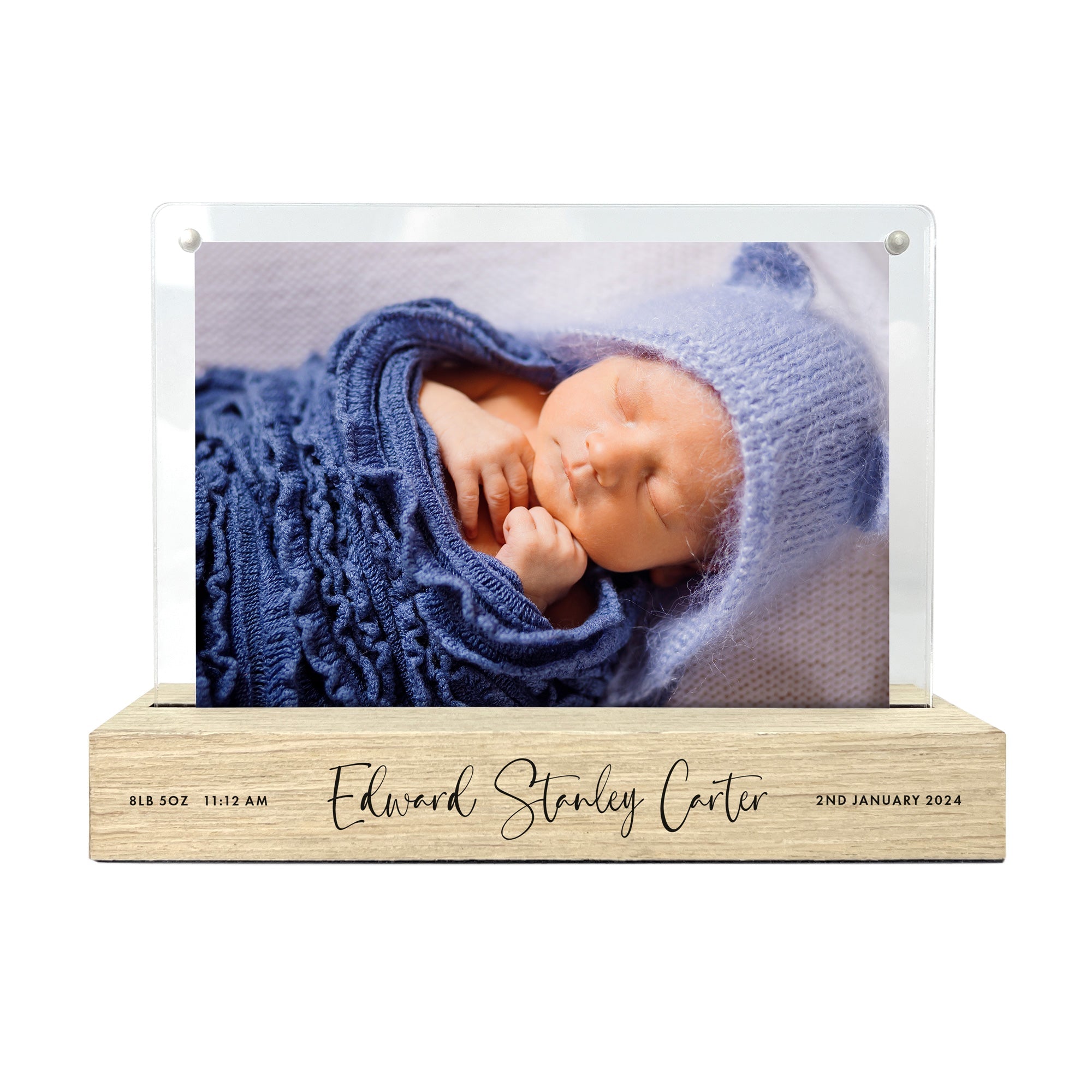 Personalised Baby Wooden Base 6x4