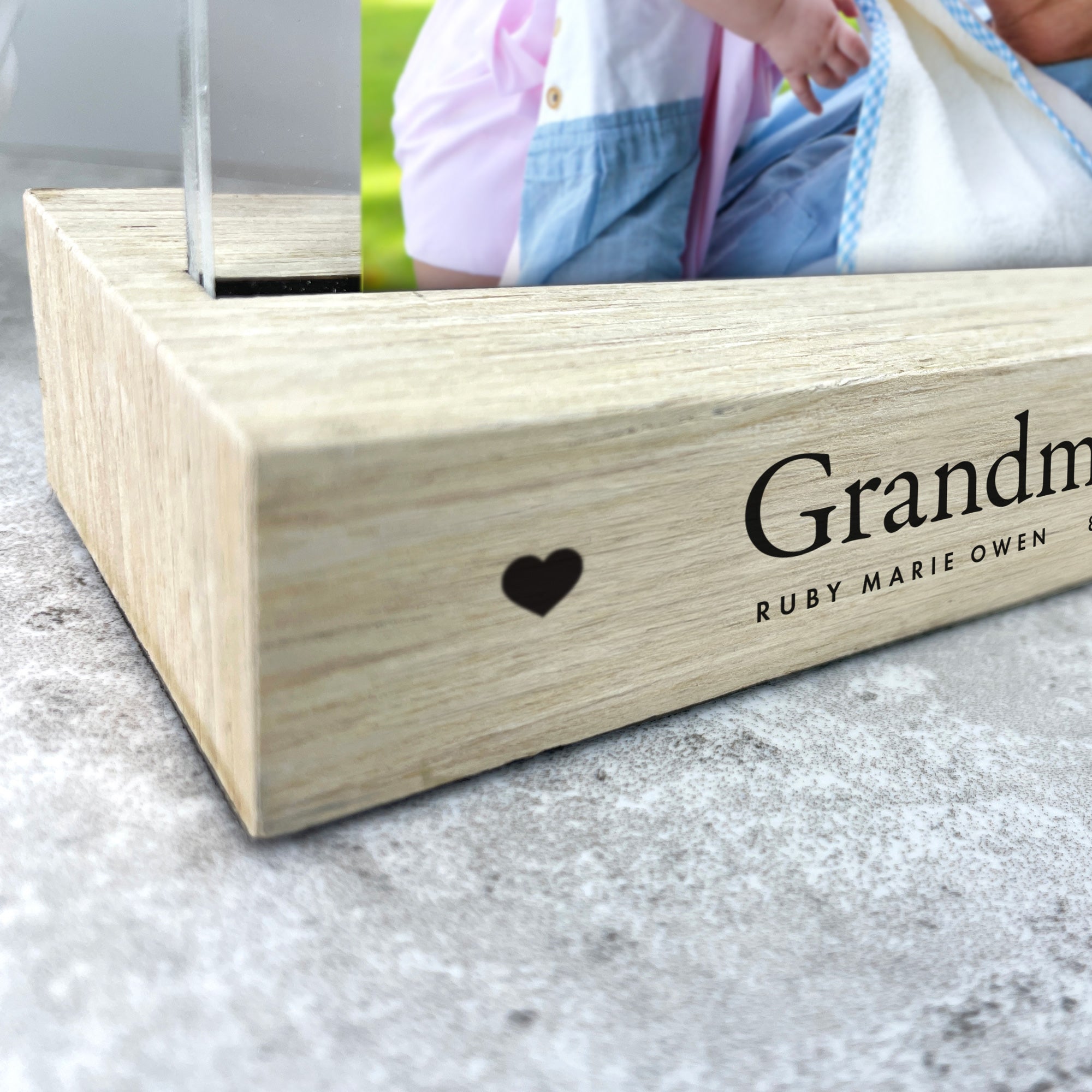 Personalised First Cuddle Wooden Base 6x4
