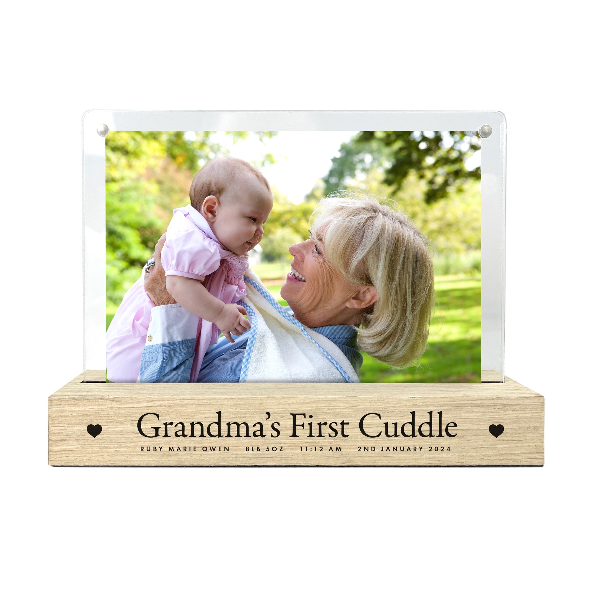 Personalised First Cuddle Wooden Base 6x4