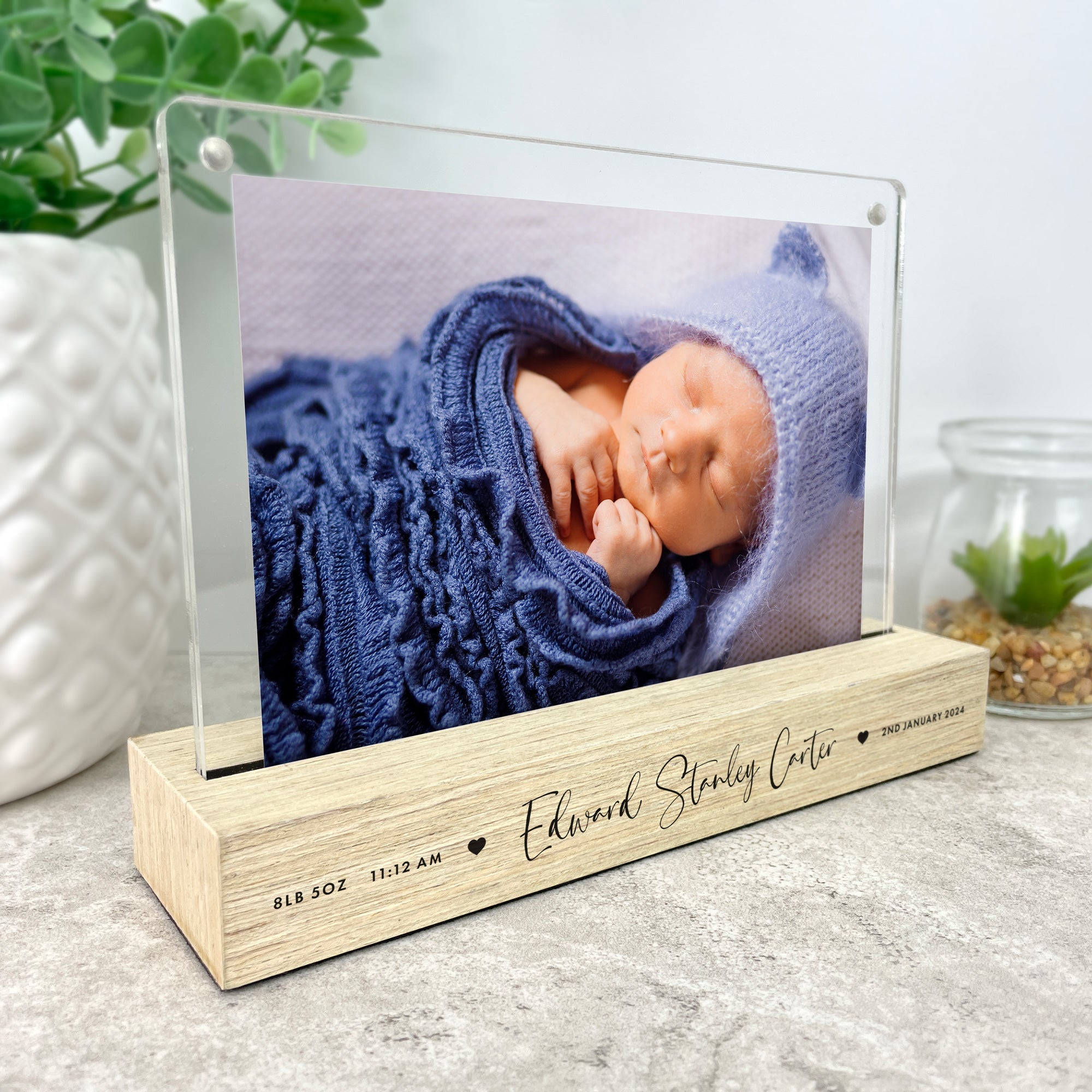 Personalised Baby Wooden Base 6x4