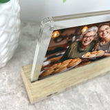 Personalised Any Message Pink Floral Wooden Base 6x4" Photo Frame