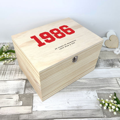 Personalised Year Milestone Wooden Memory Box | Milestone Birthday or Anniversary Gift