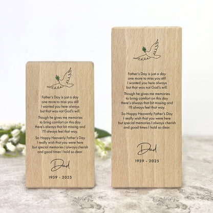 Personalised Happy Heavenly Father's Day Wooden Tea Light Holder - 2 Sizes