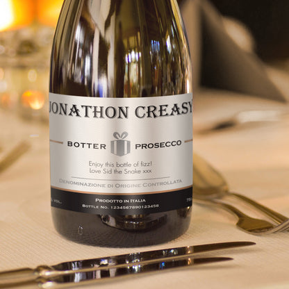 Personalised Contemporary Silver Label Prosecco