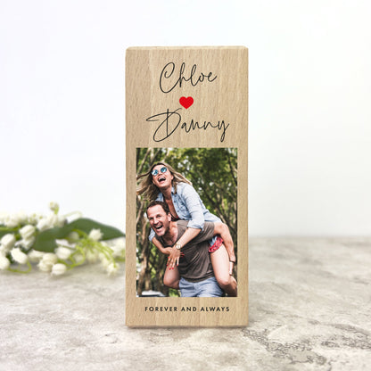 Personalised Couples Names Heart Wooden Tea Light Holder - 2 Sizes