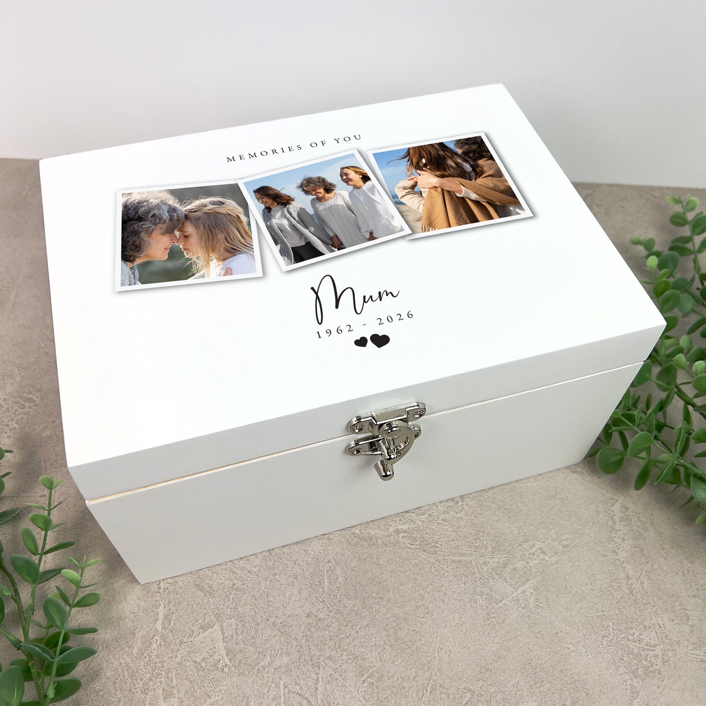 Personalised Memorial Photo White Keepsake Box - 3 Sizes