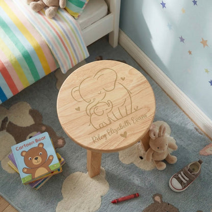 Personalised Wooden Elephant Toddler Step Stool | Nursery Decor & First Birthday Gift