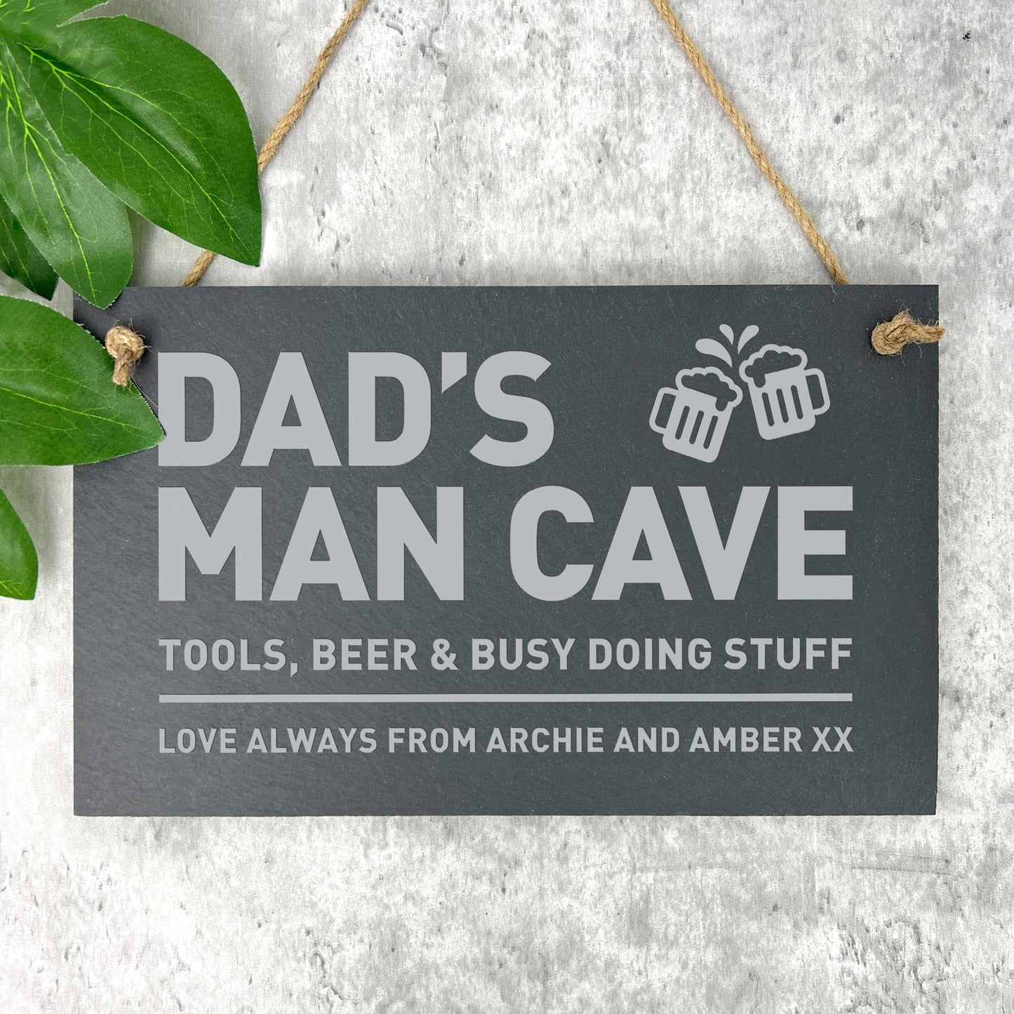 Personalised Dad's Man Cave Slate Hanging Plaque 25 x 15cm