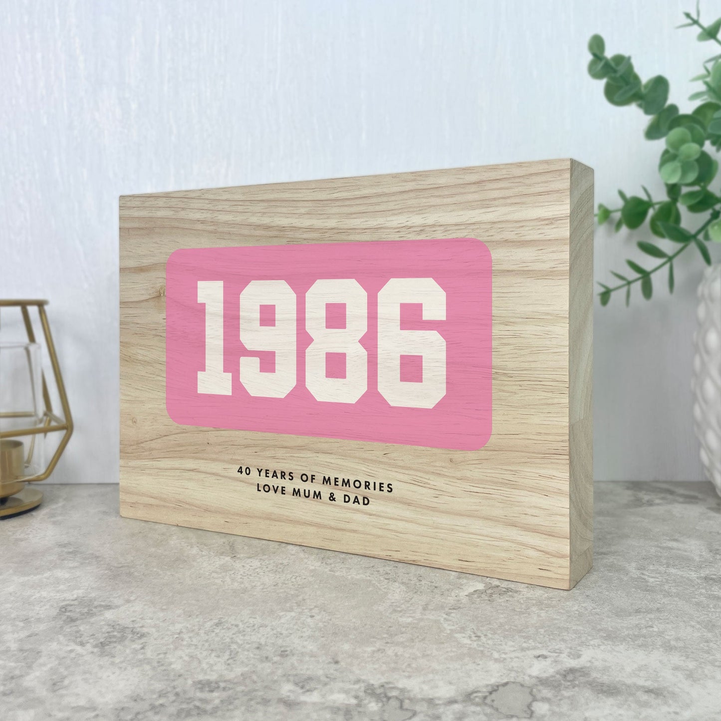Personalised Year Milestone Giant Wooden Block | Birthday or Anniversary Gift