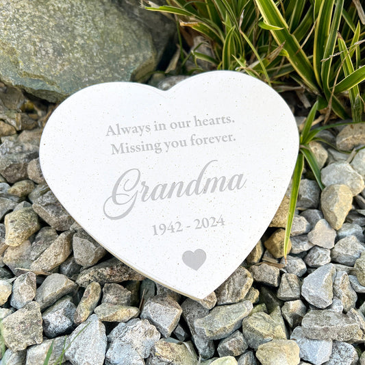 Personalised Engraved Free Text Resin Heart Grave Marker