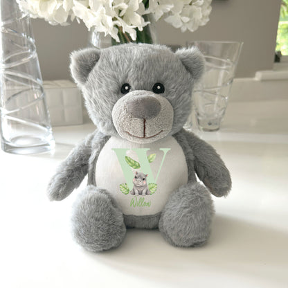 Personalised Animal Alphabet Plush Teddy Bear 25cm | New Baby, Christening & 1st Birthday Gift