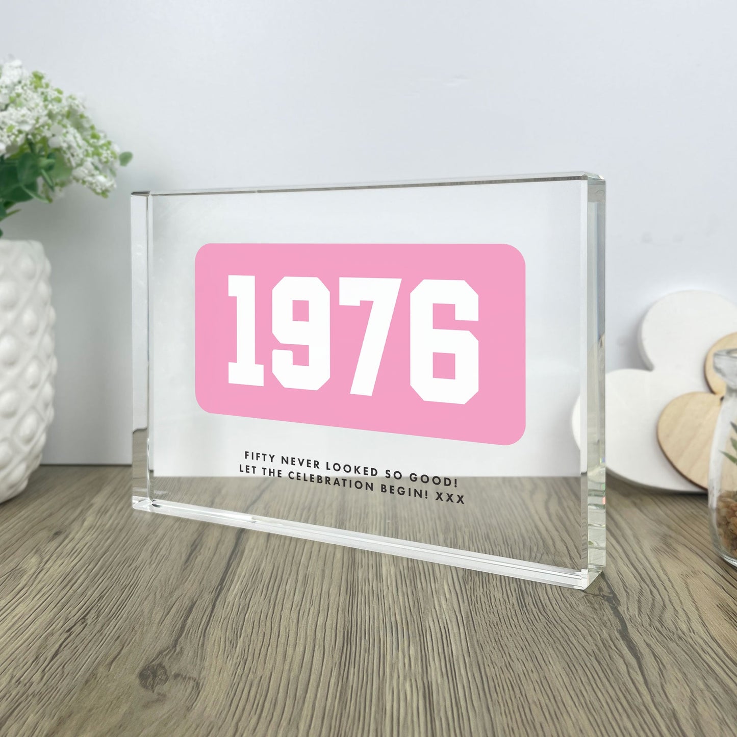 Personalised Year Milestone Giant Crystal Block | Birthday or Anniversary Gift